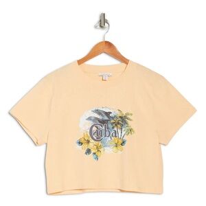 Topshop Cream Cropped T-Shirt
